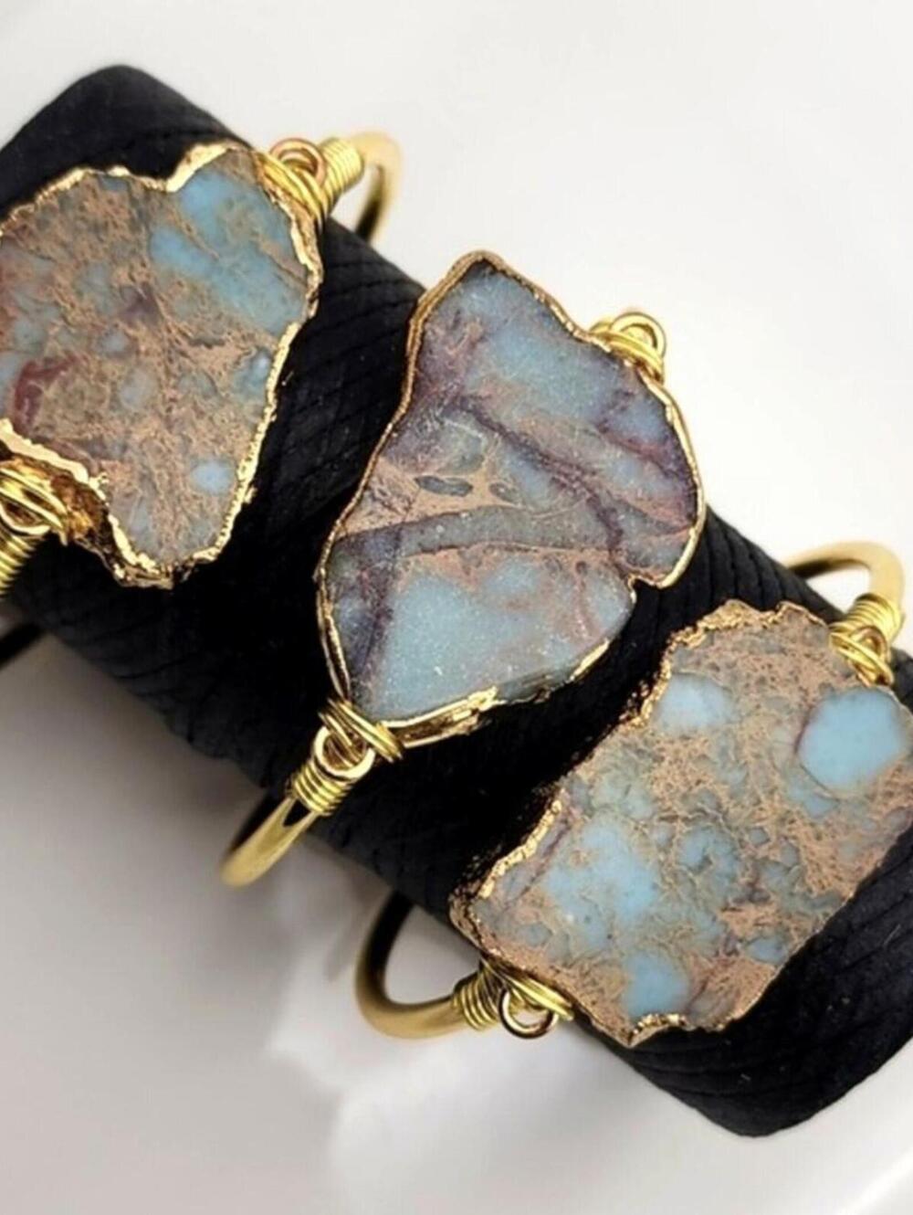 Genuine Seafoam Jasper Bangle Bracelet